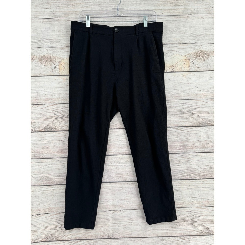 COS Tapered Trousers Women 31 Black Wool Blend Cropped Minimalist